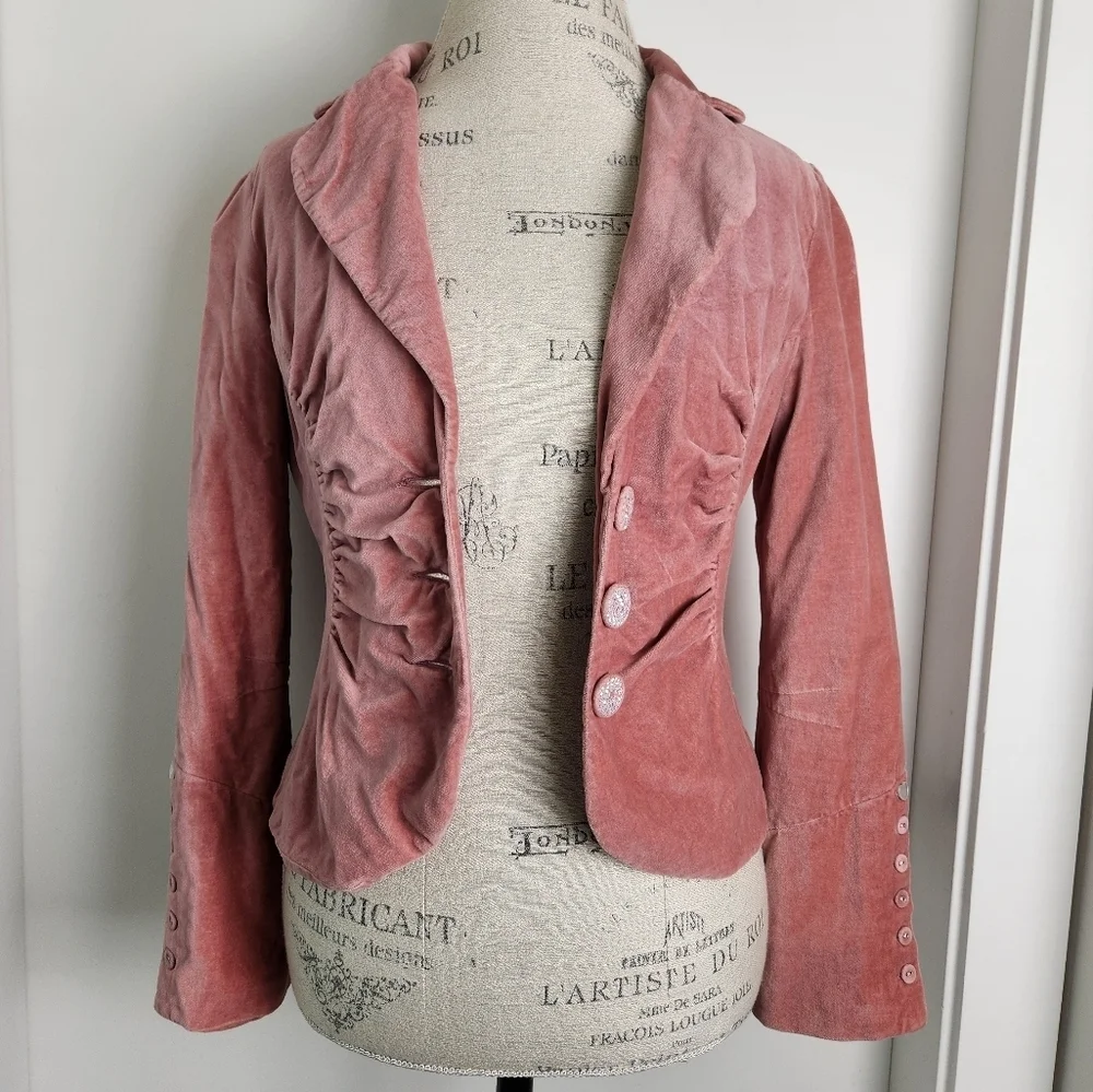 Vintage Pink Velvet Victorian Blazer - Picture 13 of 15
